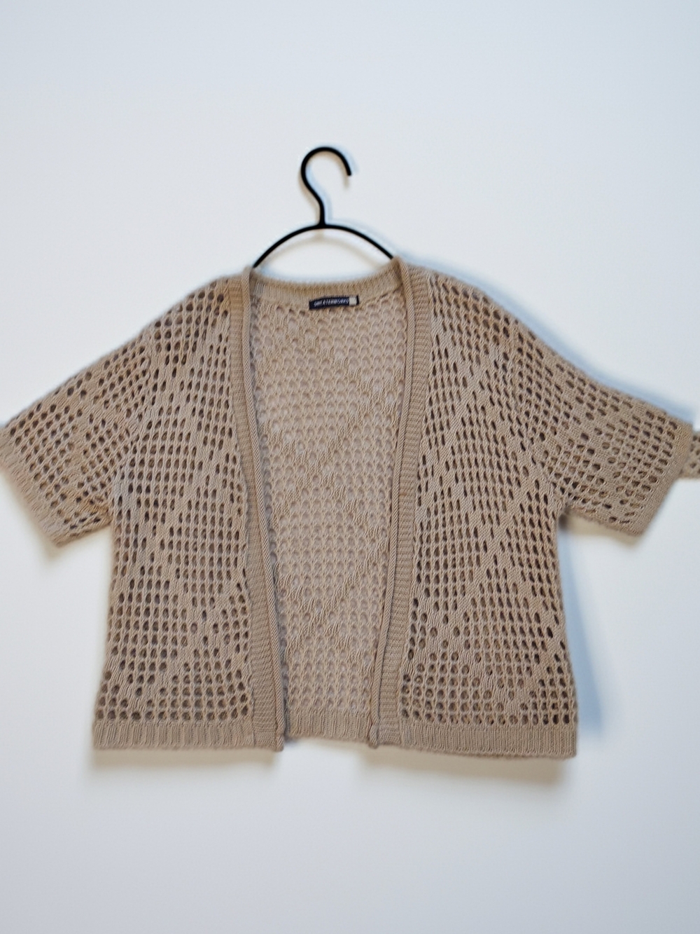 Sweaterworks Open-Knit Short Sleeve Cardigan - Taupe